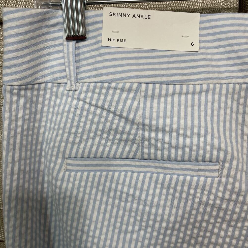 Loft Outlet SKINNY ANKLE Pants Size 6 Light Blue White Stripe Seersucker NEW - Picture 6 of 12